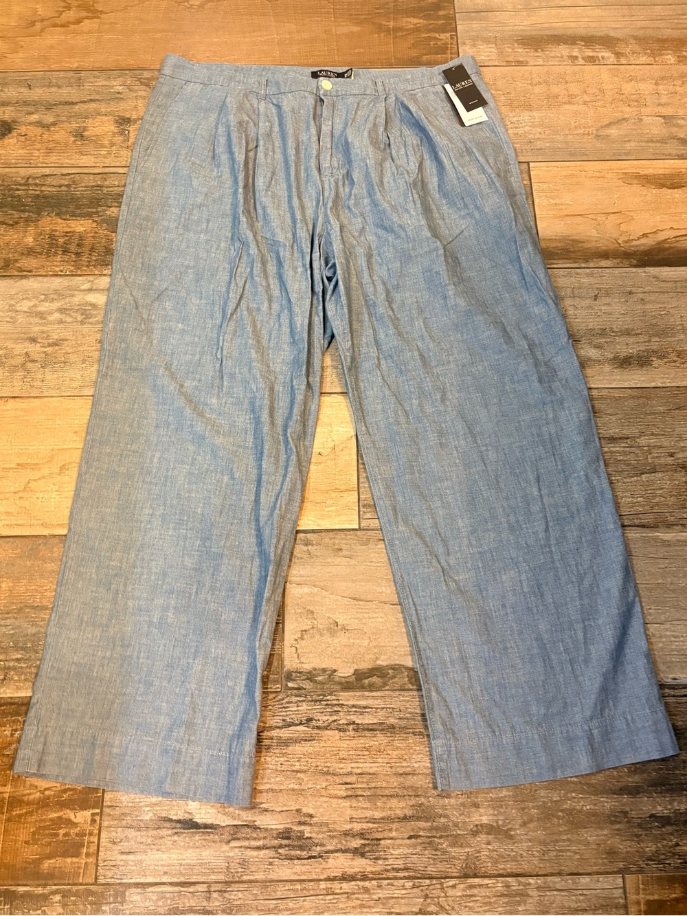 Ralph Lauren ligh Blue/denim Chambray Wide-Leg Pants women’s sz18
